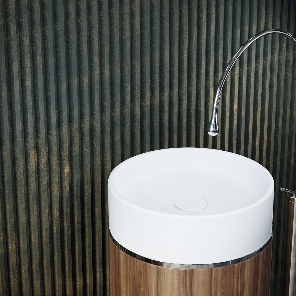 BELBAGNO TESORO FREESTANDING PEDESTAL BASIN CHROME 380MM X 850MM
