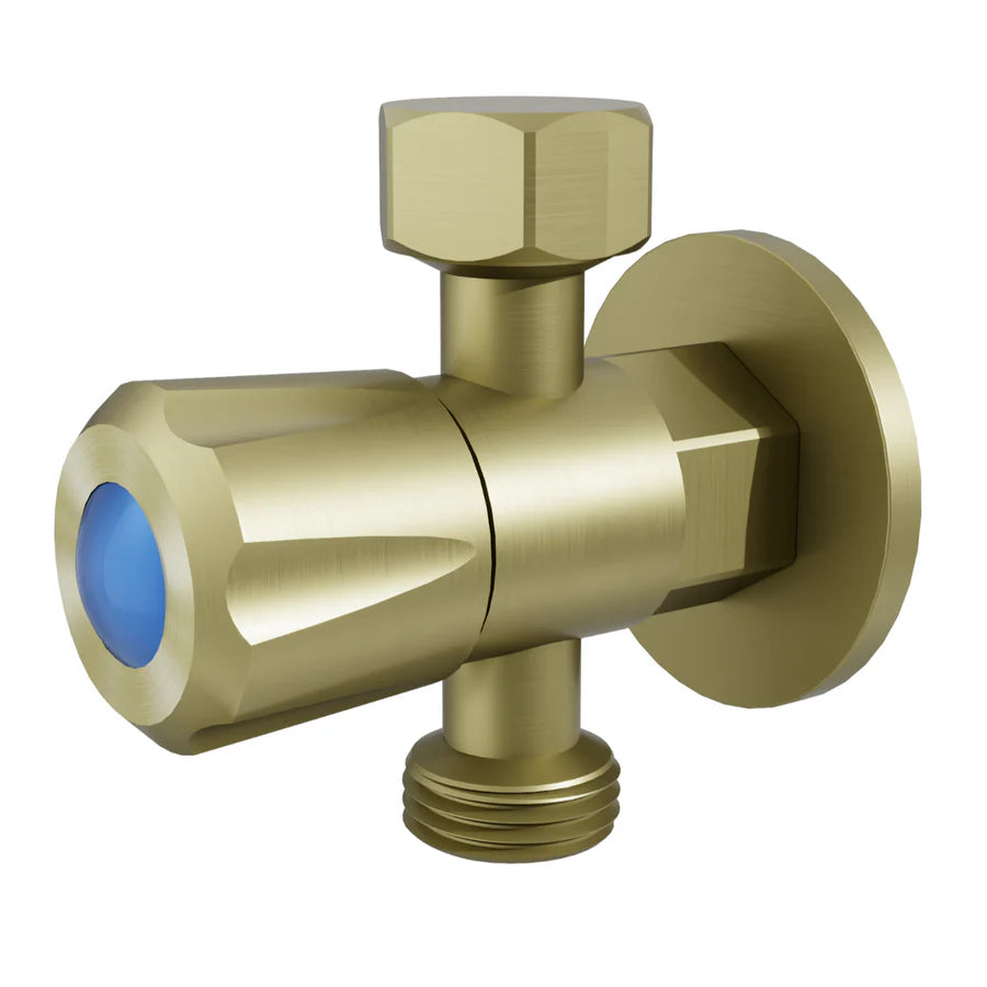AMOZA LEAD FREE THREE WAY STOP TAP WITH COVER PLATE BRUSHED GOLD
