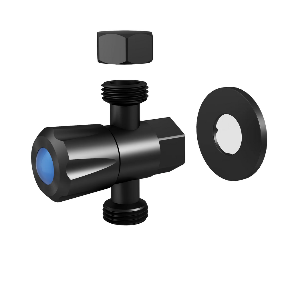 AMOZA THREE WAY STOP TAP WITH COVER PLATE MATTE BLACK