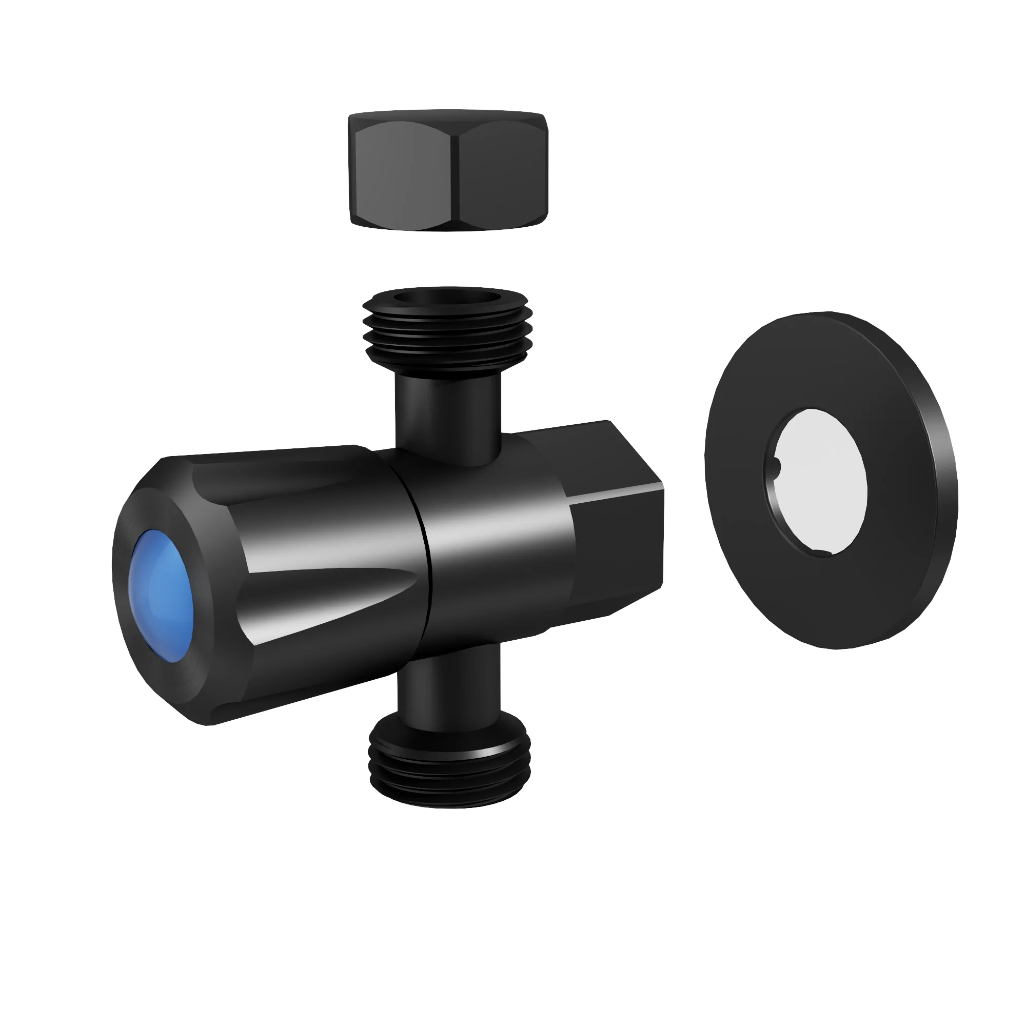AMOZA LEAD FREE THREE WAY STOP TAP WITH COVER PLATE MATTE BLACK