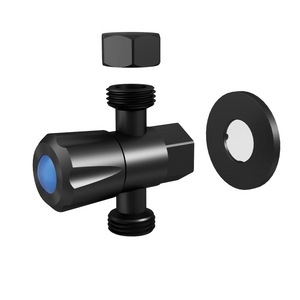 AMOZA THREE WAY STOP TAP WITH COVER PLATE MATTE BLACK