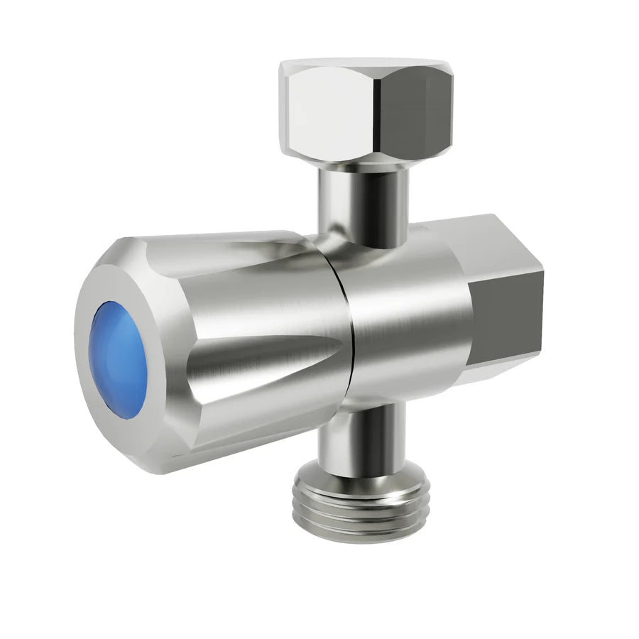 AMOZA THREE WAY STOP TAP WITH BRUSHED STAINLESS STEEL