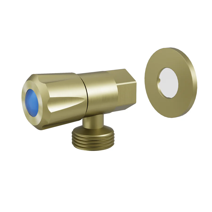 AMOZA LEAD FREE WASHING MACHINE TAP WITH COVER PLATE BRUSHED GOLD