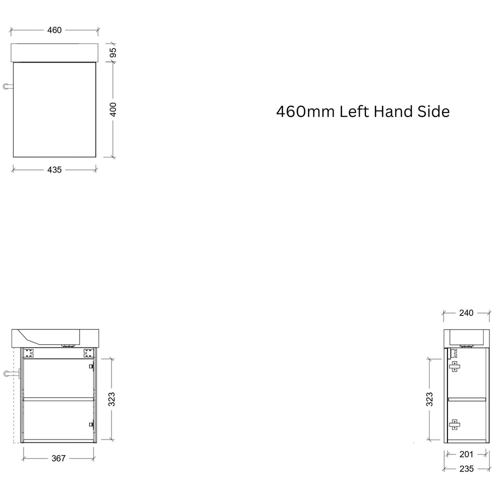 TIMBERLINE THEO 460MM SPACE SAVING SINGLE BOWL CUSTOM WALL HUNG VANITY