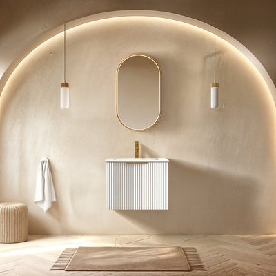 INFINITY THENA WHITE 600MM SINGLE BOWL WALL HUNG VANITY