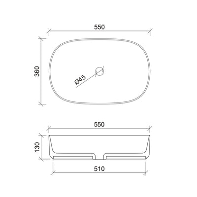 TIMBERLINE MYRTLE ABOVE COUNTER BASIN MATTE BLACK 550MM