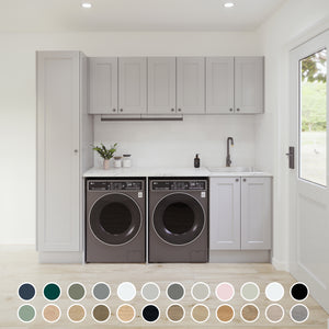 TIMBERLINE CUSTOM 2398MM LAUNDRY BASE, TALL AND WALL CABINET WITH LAUNDRY RAIL PACKAGE