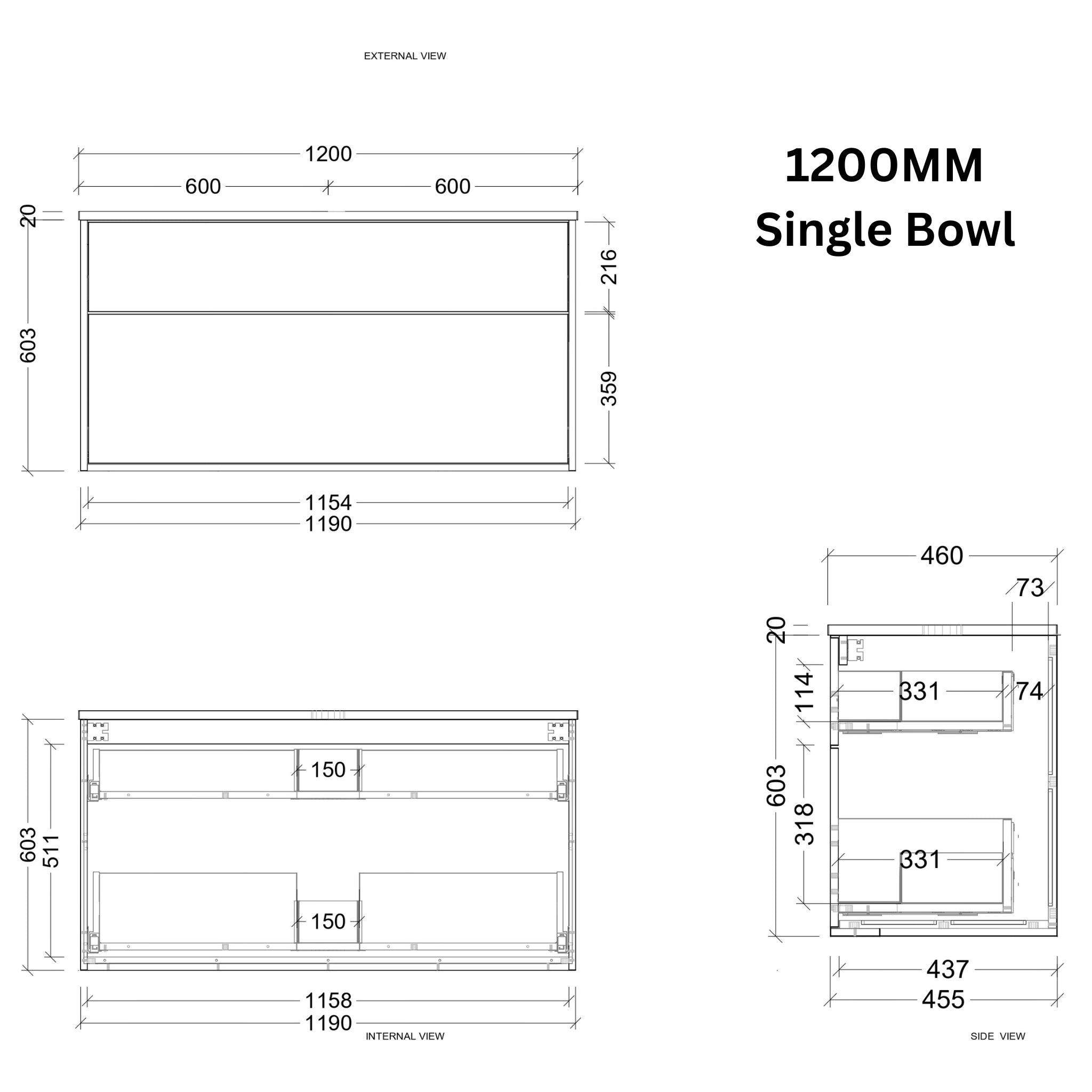 TIMBERLINE SAVOY CUSTOM WALL HUNG VANITY (ALL SIZING)