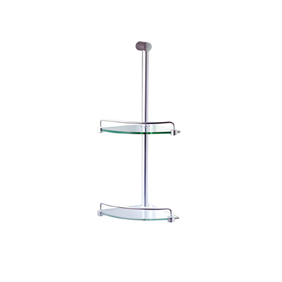 JOHNSON SUISSE FLINDERS SHOWER TIDY 2-TIER TEMPERED GLASS SHELVES 535MM CHROME