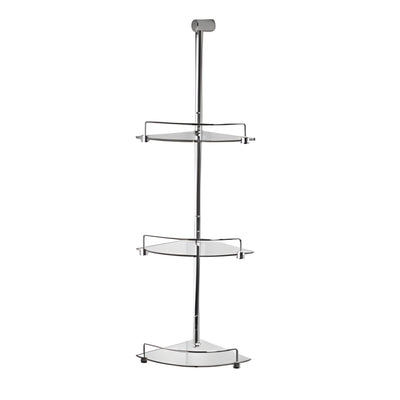 JOHNSON SUISSE FLINDERS SHOWER TIDY 3-TIER TEMPERED GLASS SHELVES 770MM CHROME
