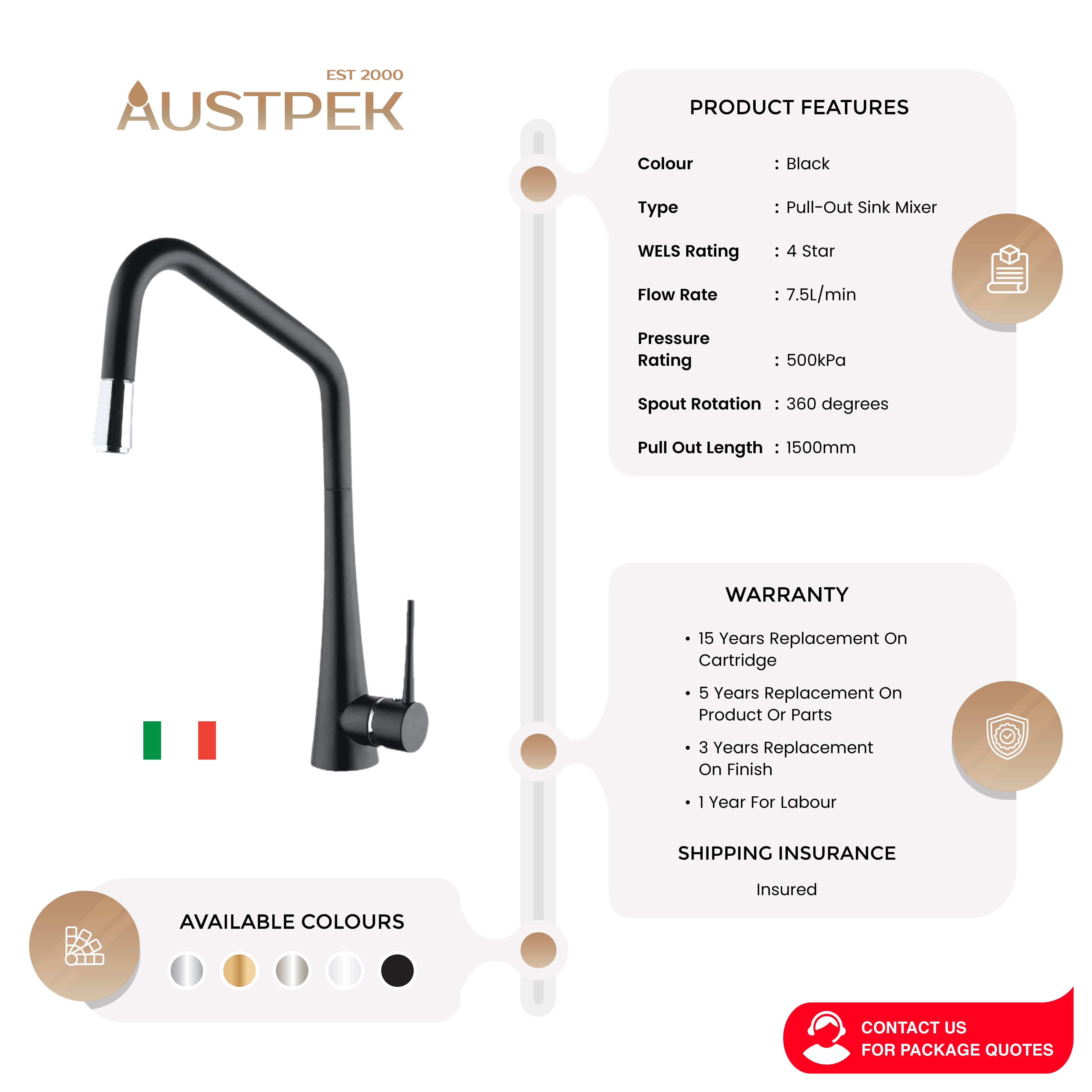 ARMANDO VICARIO TINK-D PULL-OUT SINK MIXER BLACK