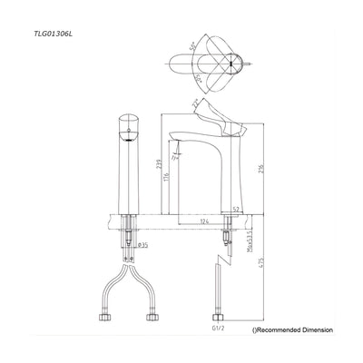 TOTO GO SEMI TALL BASIN MIXER 216MM BRUSHED NICKEL