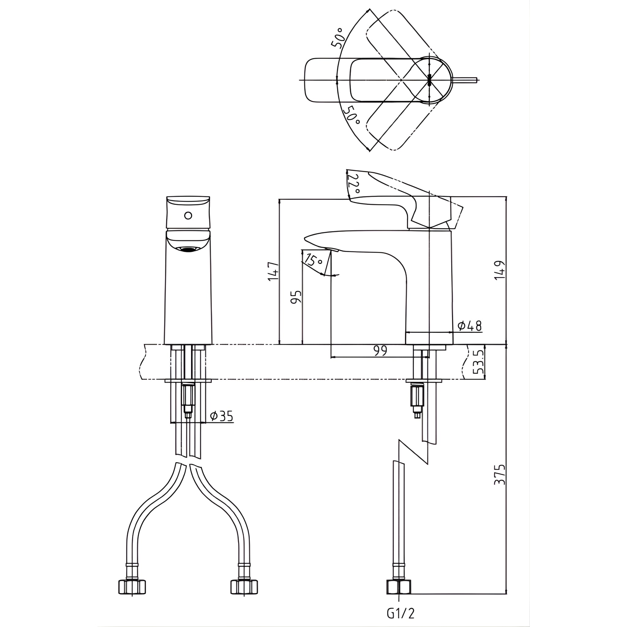 TOTO GA BASIN MIXER 149MM CHROME