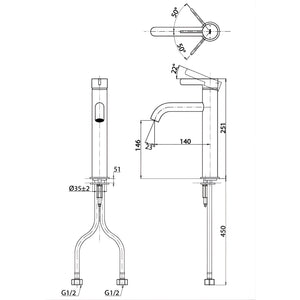 TOTO GF SEMI TALL BASIN MIXER 251MM CHROME