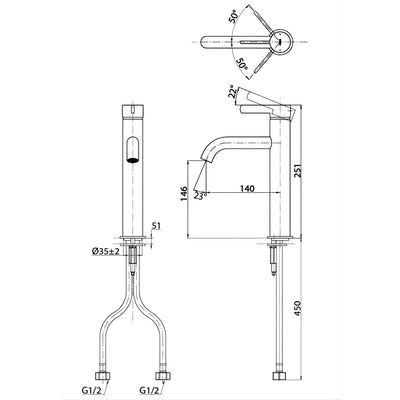 TOTO GF SEMI TALL BASIN MIXER 251MM CHROME