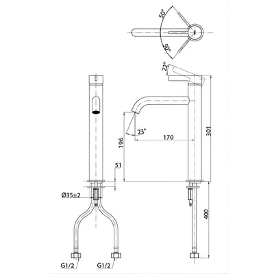 TOTO GF TALL BASIN MIXER 301MM CHROME