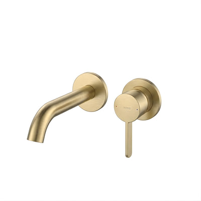TOTO GF SHORT SPOUT WALL BASIN MIXER BRUSHED FRENCH GOLD