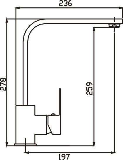 HELLYCAR TONY SINK MIXER 278MM CHROME