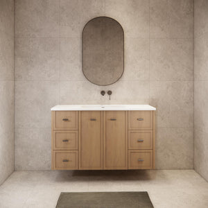 RIVA TOFINO COASTAL OAK 1200MM SINGLE BOWL WALL HUNG VANITY