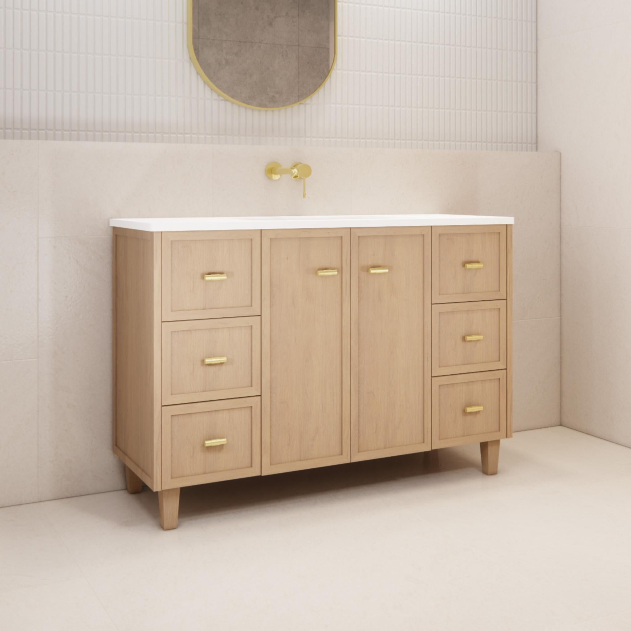 RIVA TOFINO COASTAL OAK 1200MM SINGLE BOWL FLOOR STANDING VANITY