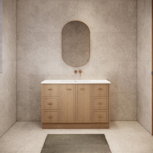 RIVA TOFINO COASTAL OAK 1200MM SINGLE BOWL FLOOR STANDING VANITY WITH KICKBOARD