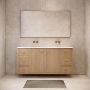 RIVA TOFINO COASTAL OAK 1500MM DOUBLE BOWL WALL HUNG VANITY