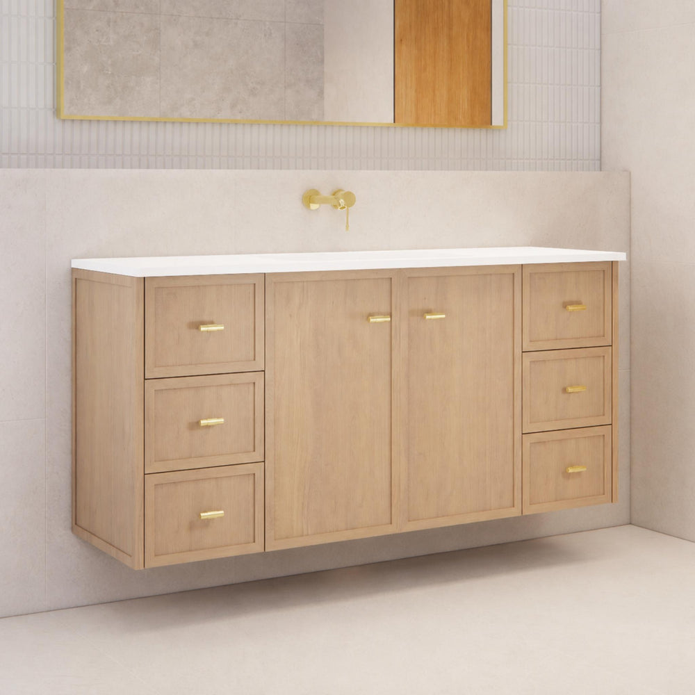 RIVA TOFINO COASTAL OAK 1500MM SINGLE BOWL WALL HUNG VANITY