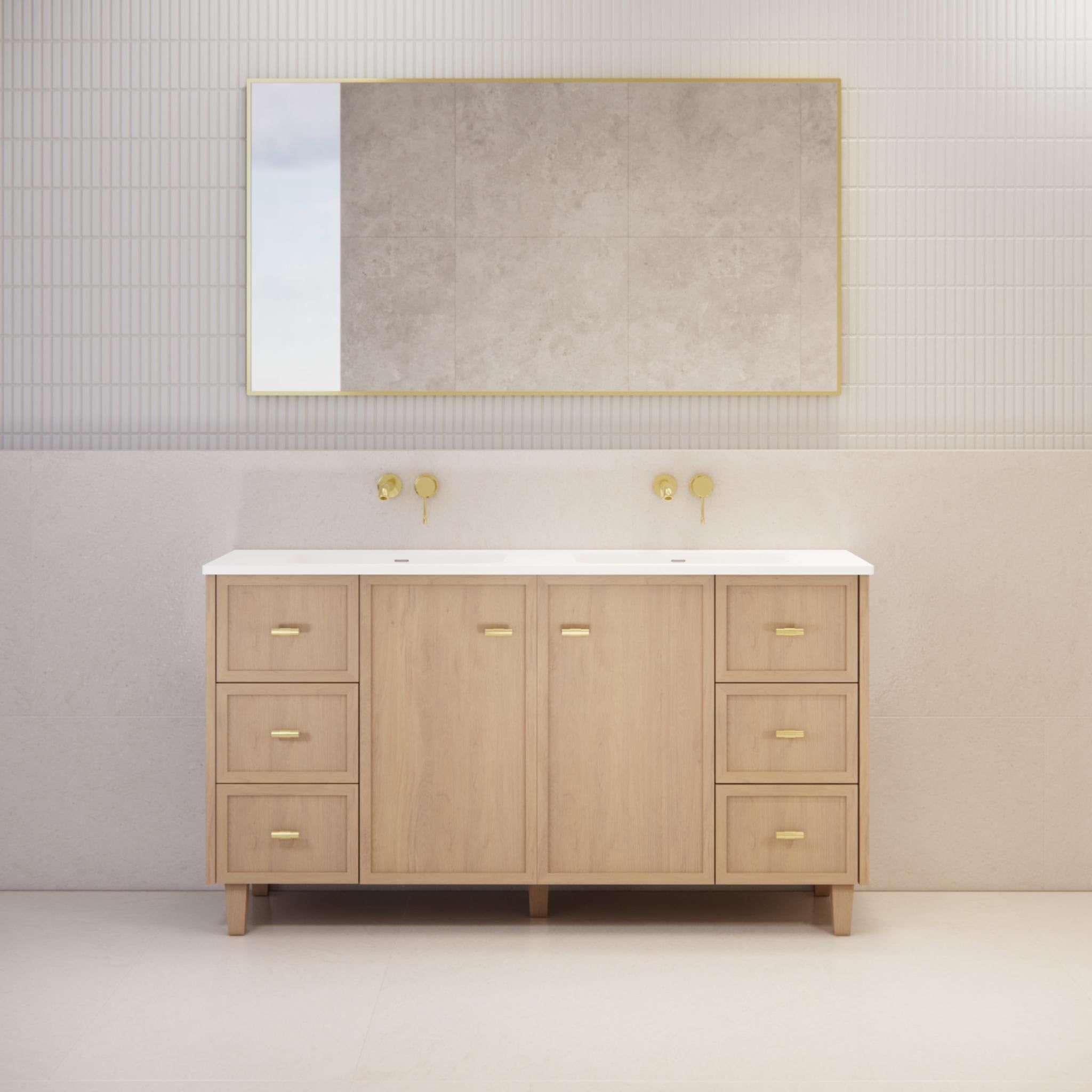RIVA TOFINO COASTAL OAK 1500MM DOUBLE BOWL FLOOR STANDING VANITY