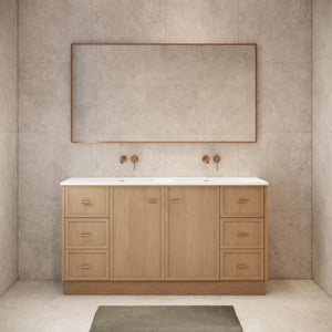 RIVA TOFINO COASTAL OAK 1500MM DOUBLE BOWL FLOOR STANDING VANITY WITH KICKBOARD