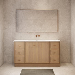 RIVA TOFINO COASTAL OAK 1500MM SINGLE BOWL FLOOR STANDING VANITY WITH KICKBOARD