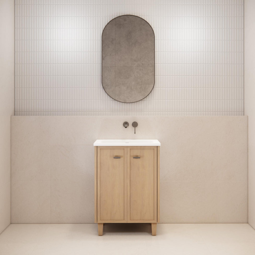 RIVA TOFINO COASTAL OAK 600MM SINGLE BOWL FLOOR STANDING VANITY