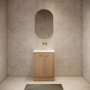 RIVA TOFINO COASTAL OAK 600MM SINGLE BOWL FLOOR STANDING VANITY WITH KICKBOARD