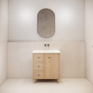 RIVA TOFINO COASTAL OAK 750MM SINGLE BOWL FLOOR STANDING VANITY (AVAILABLE IN LEFT HAND DRAWER AND RIGHT HAND DRAWER)