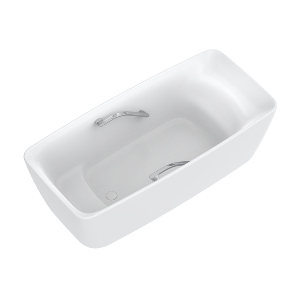 TOTO GALALATO MARBLE RECTANGULAR FREESTANDING BATHTUB WITH HANDGRIP MATTE WHITE 1700MM