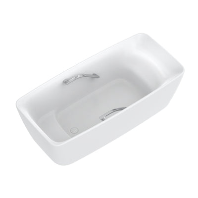 TOTO GALALATO MARBLE RECTANGULAR FREESTANDING BATHTUB WITH HANDGRIP MATTE WHITE 1700MM