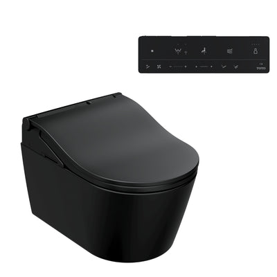 TOTO RW WALL HUNG TOILET WASHLET PACKAGE WITH AUTO LID AUTO FLUSH D SHAPE MATTE BLACK