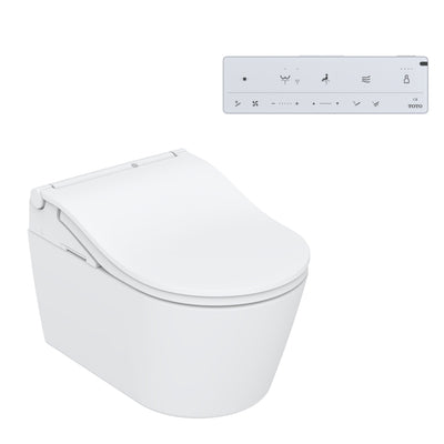 TOTO RW WALL HUNG TOILET WASHLET PACKAGE WITH AUTO LID AUTO FLUSH D SHAPE MATTE WHITE