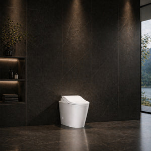 TOTO RW WASHLET W/ REMOTE CONTROL AND B&H DARA WALL FACED TOILET PACKAGE D-SHAPE GLOSS WHITE