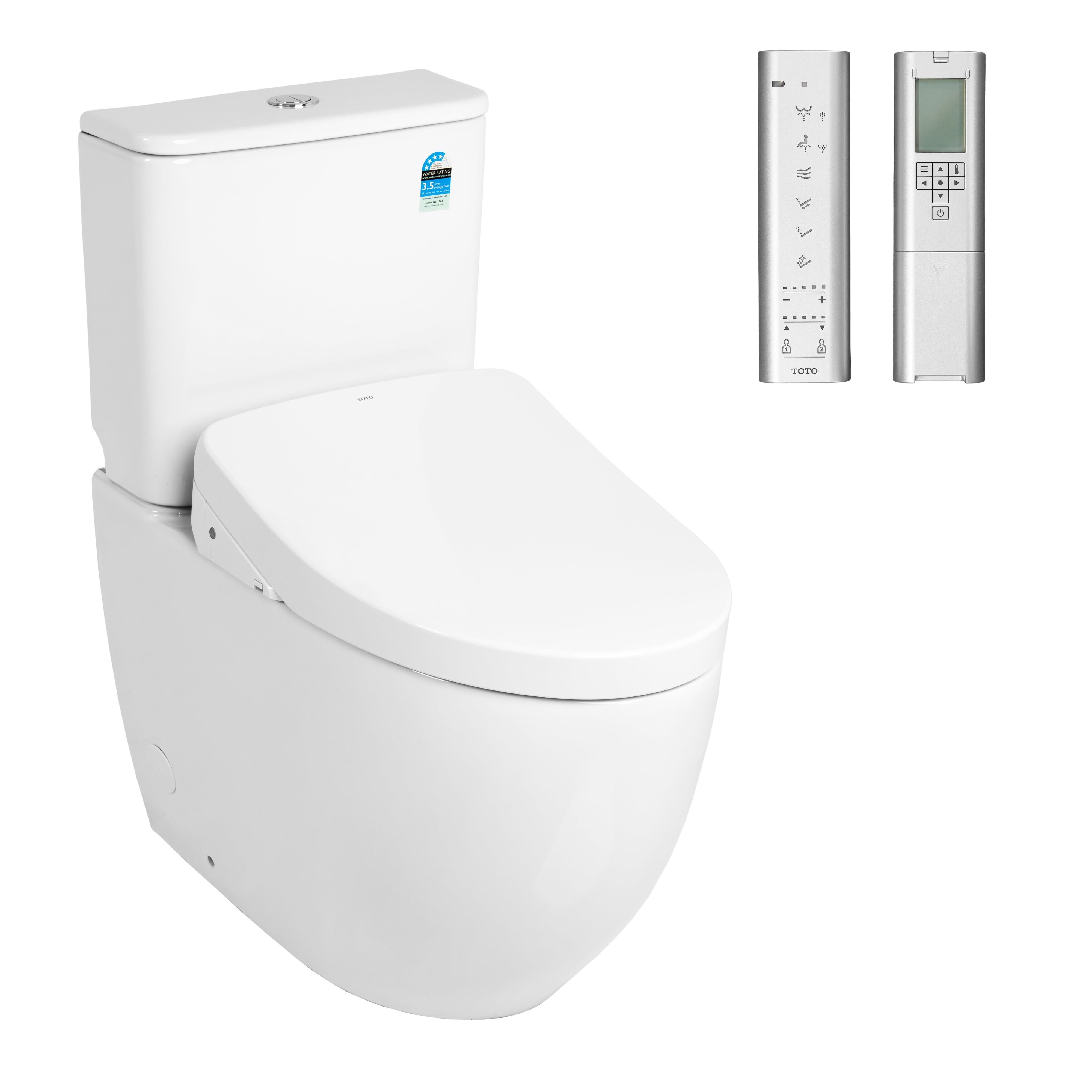 TOTO S7 WASHLET W/ REMOTE CONTROL AND AUTOLID BTW TOILET SUITE PACKAGE ELONGATED GLOSS WHITE