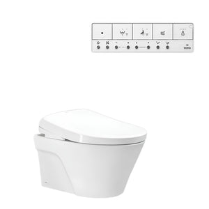 TOTO AVANTE WALL HUNG RIMLESS TOILET AND S7 WASHLET W/ REMOTE CONTROL AND AUTOLID PACKAGE ELONGATED GLOSS WHITE