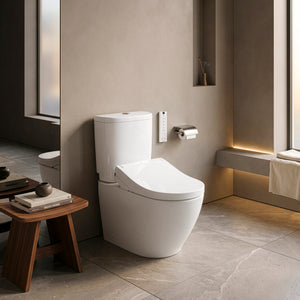 TOTO BASIC+ BTW TOILET AND S5 WASHLET W/ REMOTE CONTROL PACKAGE D-SHAPED GLOSS WHITE