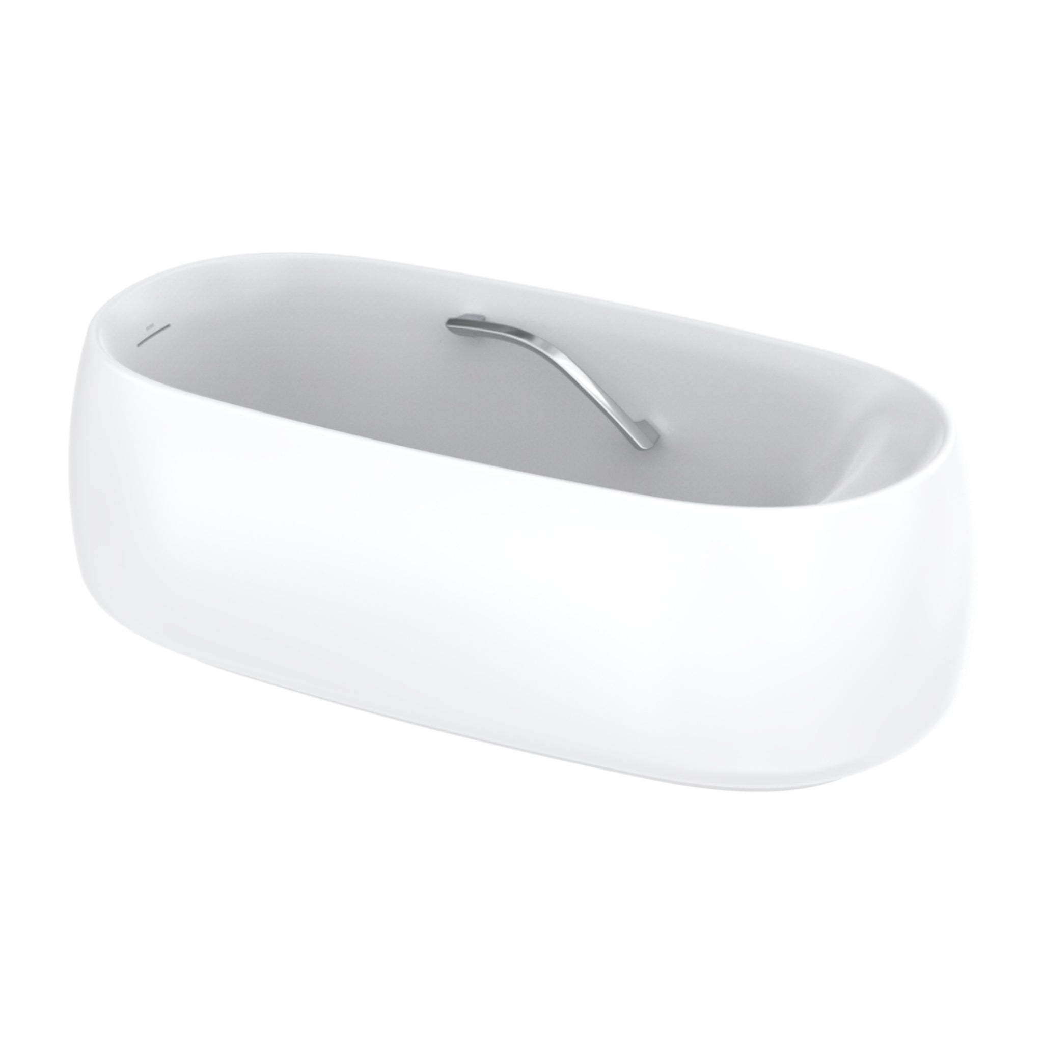 TOTO GALALATO MARBLE OVAL FREESTANDING BATHTUB WITH HANDGRIP MATTE WHITE 1695MM