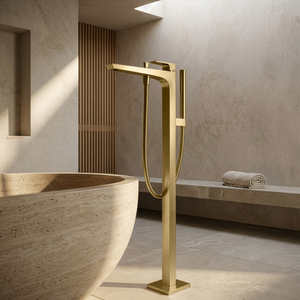 TOTO GE FREESTANDING BATH MIXER WITH HAND SHOWER BRUSHED FRENCH GOLD