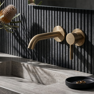 TOTO GF SHORT SPOUT WALL BASIN MIXER BRUSHED BRONZE