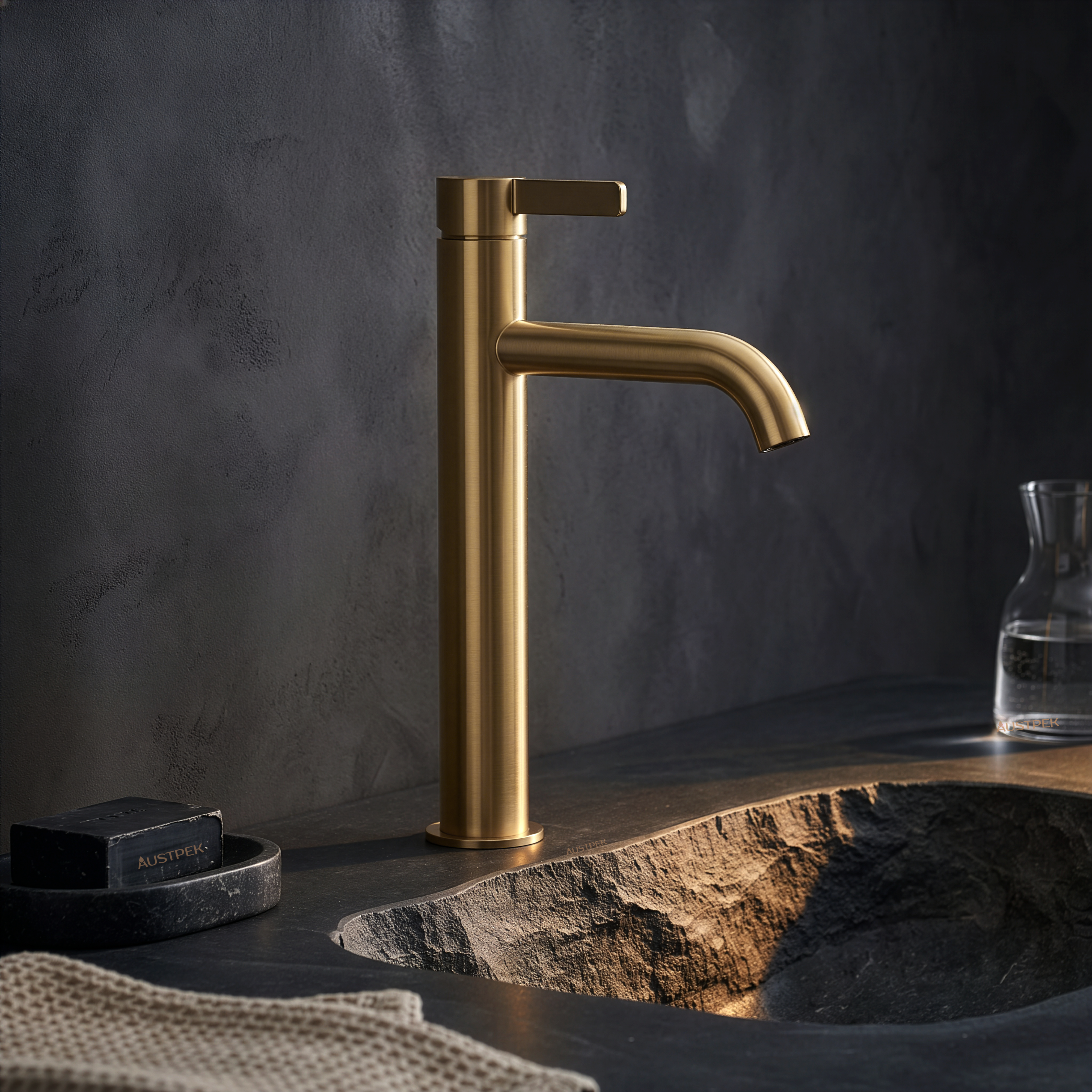 TOTO GF TALL BASIN MIXER 301MM BRUSHED FRENCH GOLD