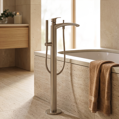 TOTO GM FREESTANDING BATH MIXER WITH HAND SHOWER BRUSHED NICKEL