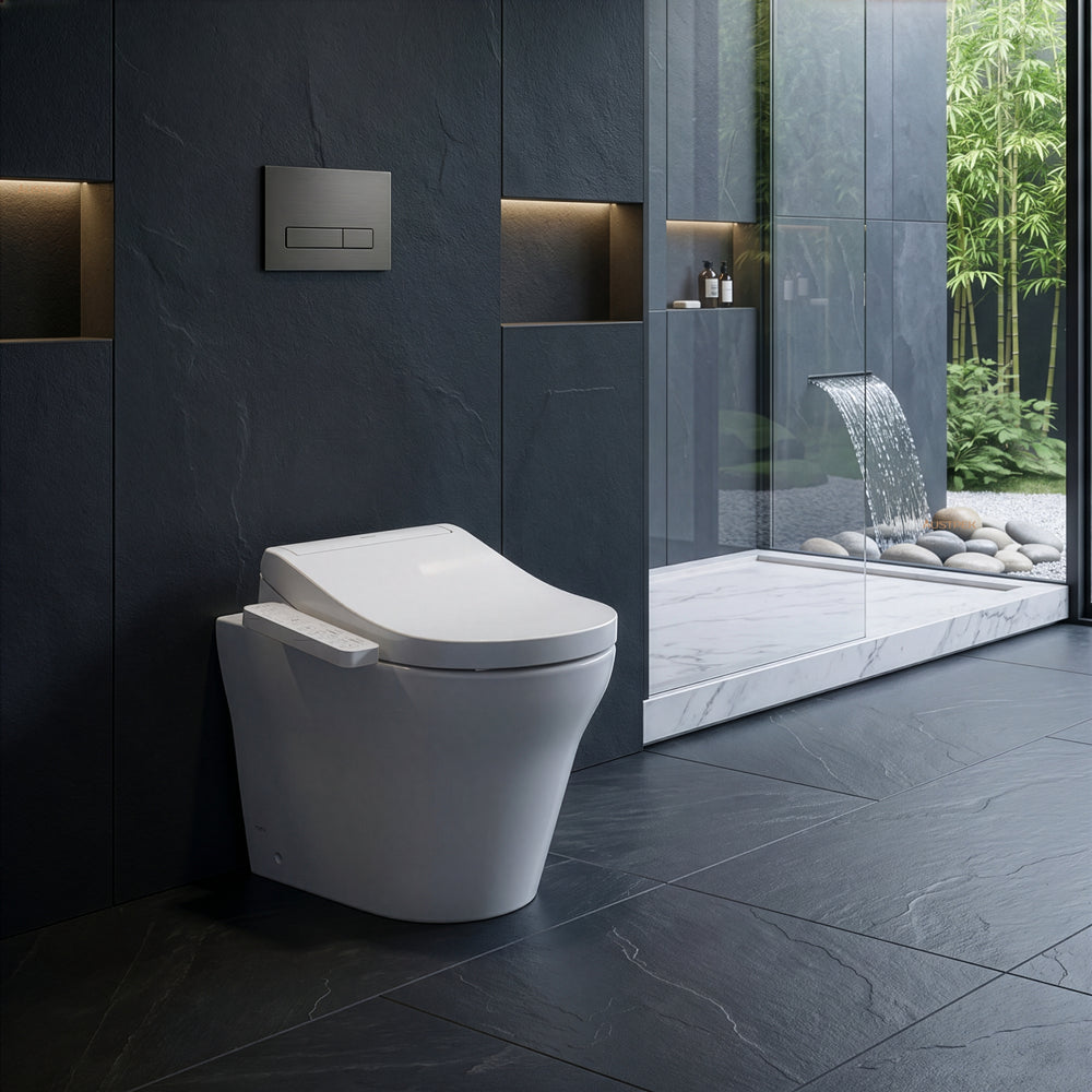TOTO MH WALL FACED TOILET AND S2 WASHLET W/ SIDE CONTROL PACKAGE D-SHAPED GLOSS WHITE