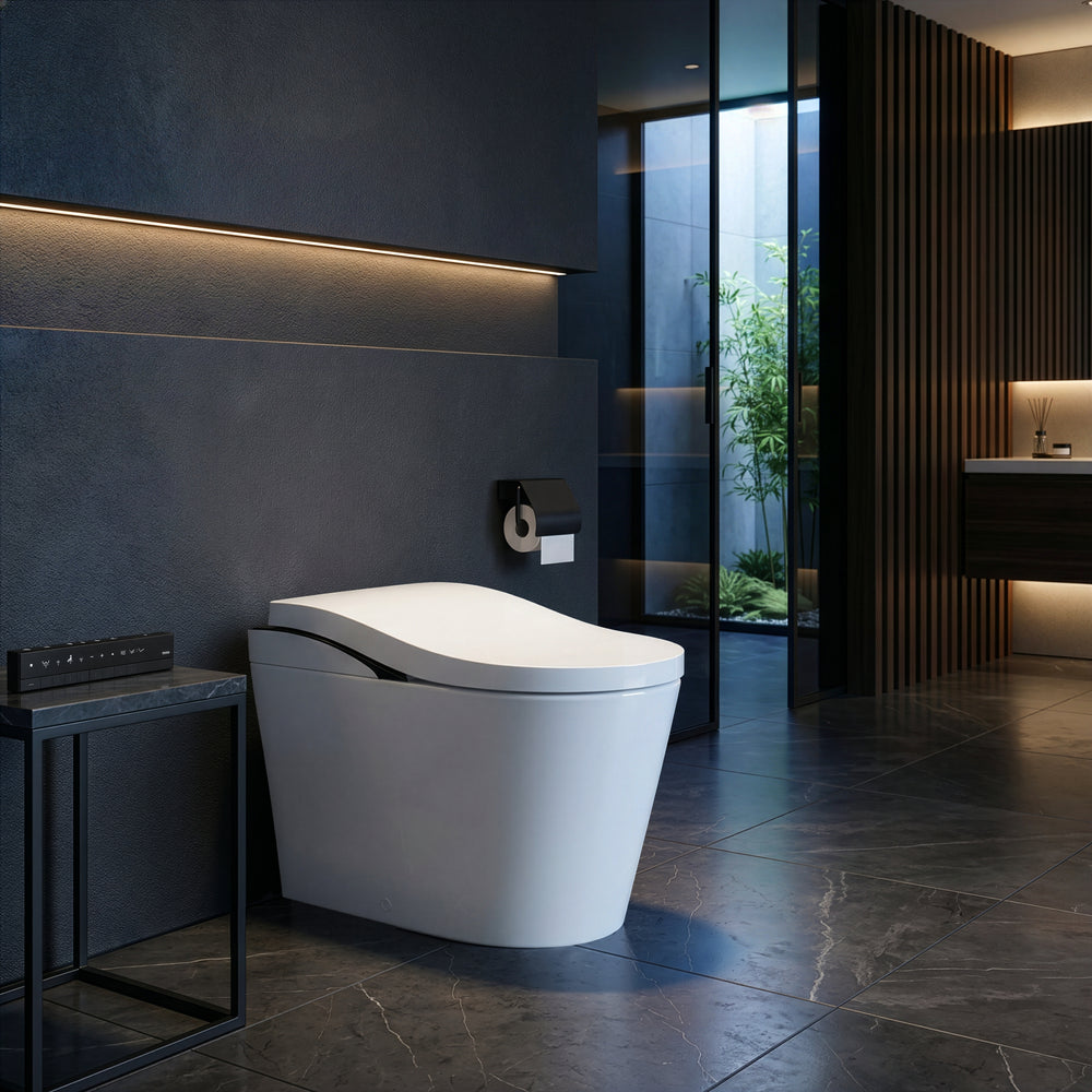 TOTO NEOREST LS INTEGRATED TOILET & REMOTE CONTROLLED WASHLET D-SHAPE GLOSS WHITE