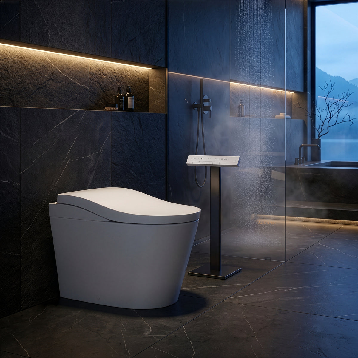 TOTO NEOREST LS INTEGRATED TOILET & REMOTE CONTROLLED WASHLET D-SHAPE MATTE WHITE