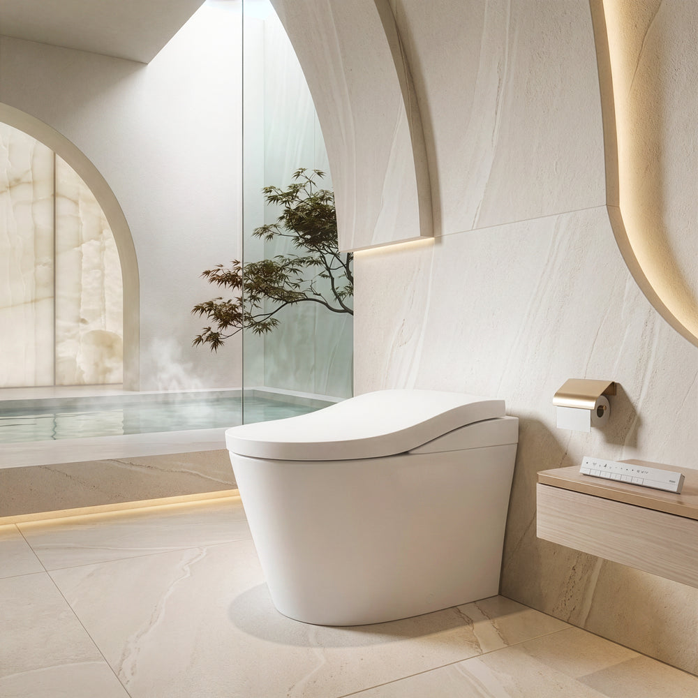 TOTO NEOREST LS INTEGRATED TOILET & REMOTE CONTROLLED WASHLET D-SHAPE MATTE WHITE